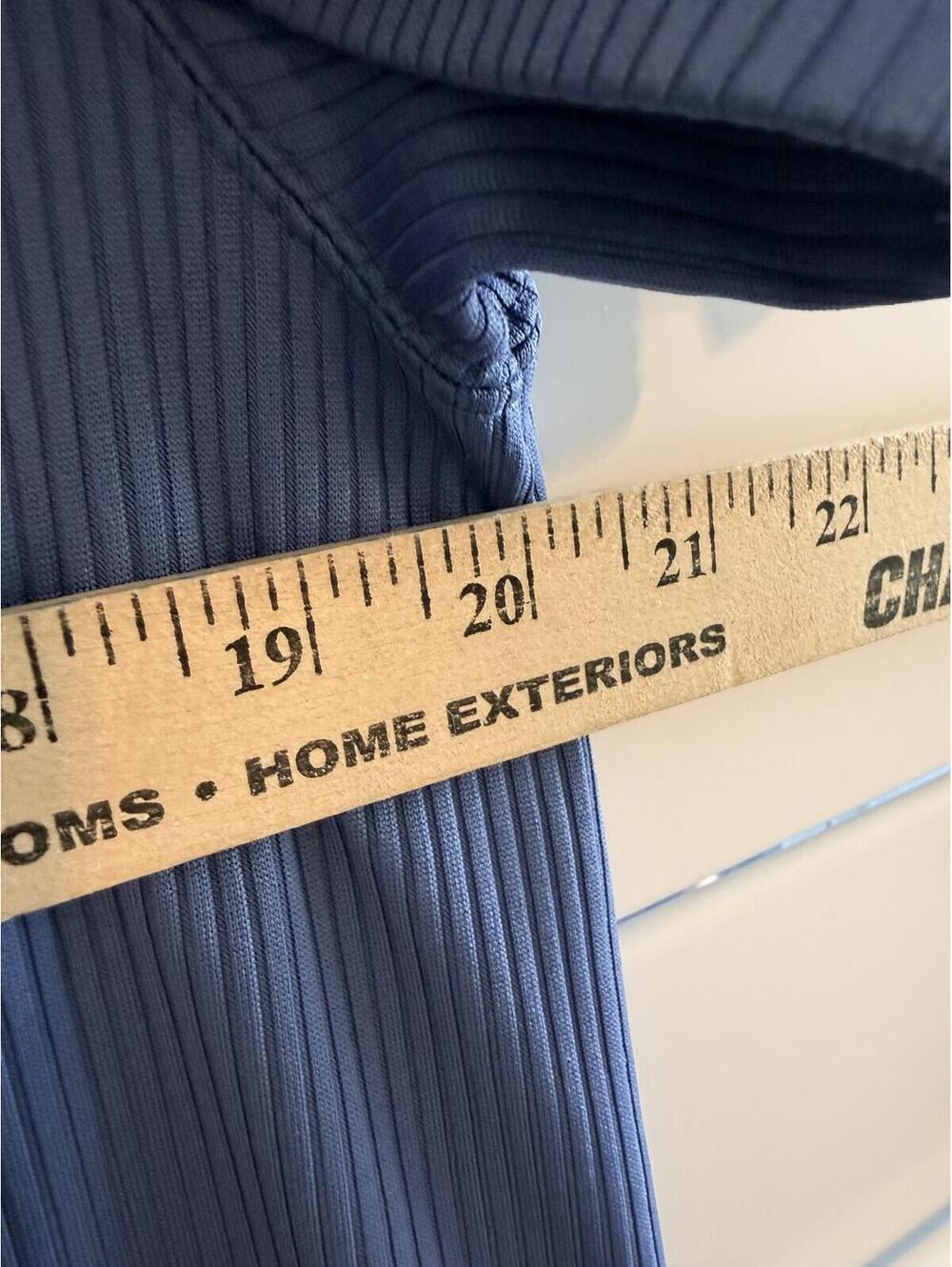 Men Regular Large Blue Ribbed Polo Shirt Half Zip - Picture 3 of 5